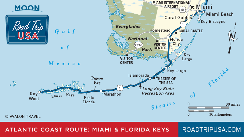 Atlantic Coast Road Trip Route - US-1 The Overseas Highway from Miami to Key West