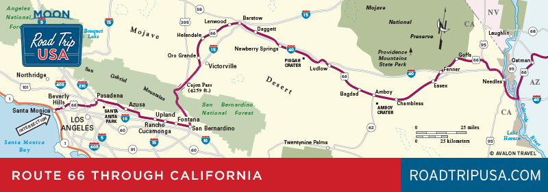 Map of Old Route 66 through California - Road Trip USA