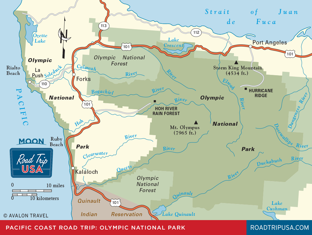 Road Trip Travel Map of Highway 101 and Washington's Olympic National Park