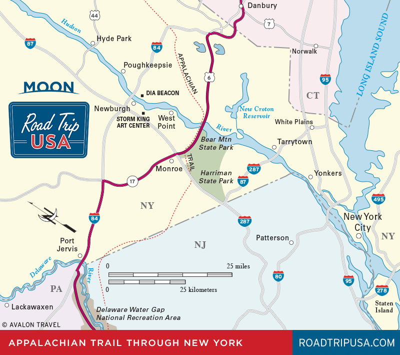 Map of the Appalachian Trail Through New York