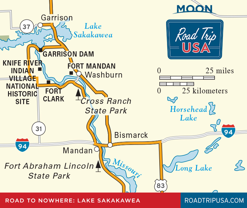 Road to Nowhere - US-83 near Lake Sakakawea travel map
