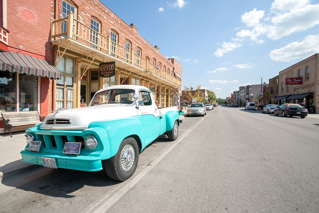 A classic studebaker in Hannibal Missouri's historic downtown.