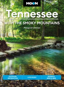 Book cover of Moon Tennessee featuring picture of creek in a green forest