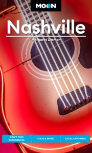 The Moon Nashville Book Cover featuring a close-up image of a red guitar