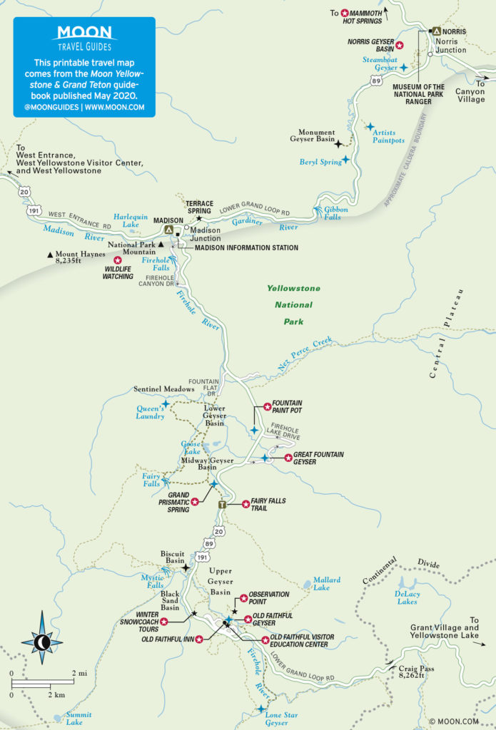 West Yellowstone Travel Map from Moon Yellowstone & Grand Teton