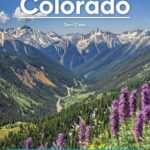 Image of mountainous valley with purple flowers in foreground and text reading Moon Colorado