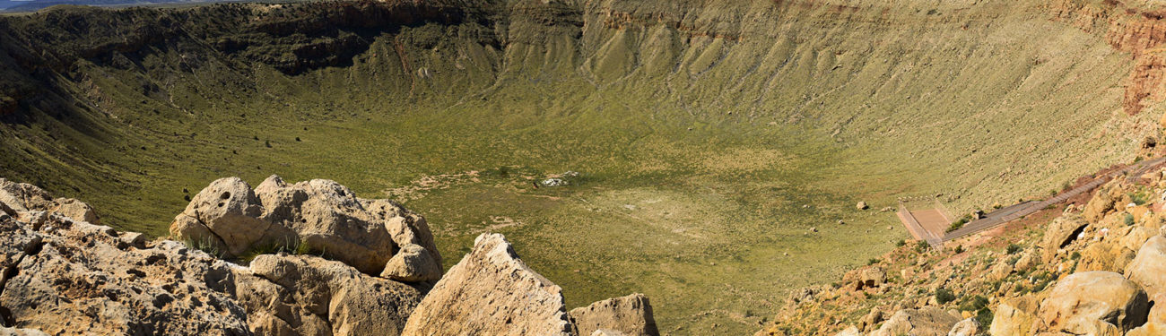 Looking across the Barringer meteor crater in Arizona.