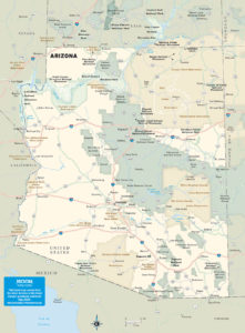 Travel Map of the State of Arizona
