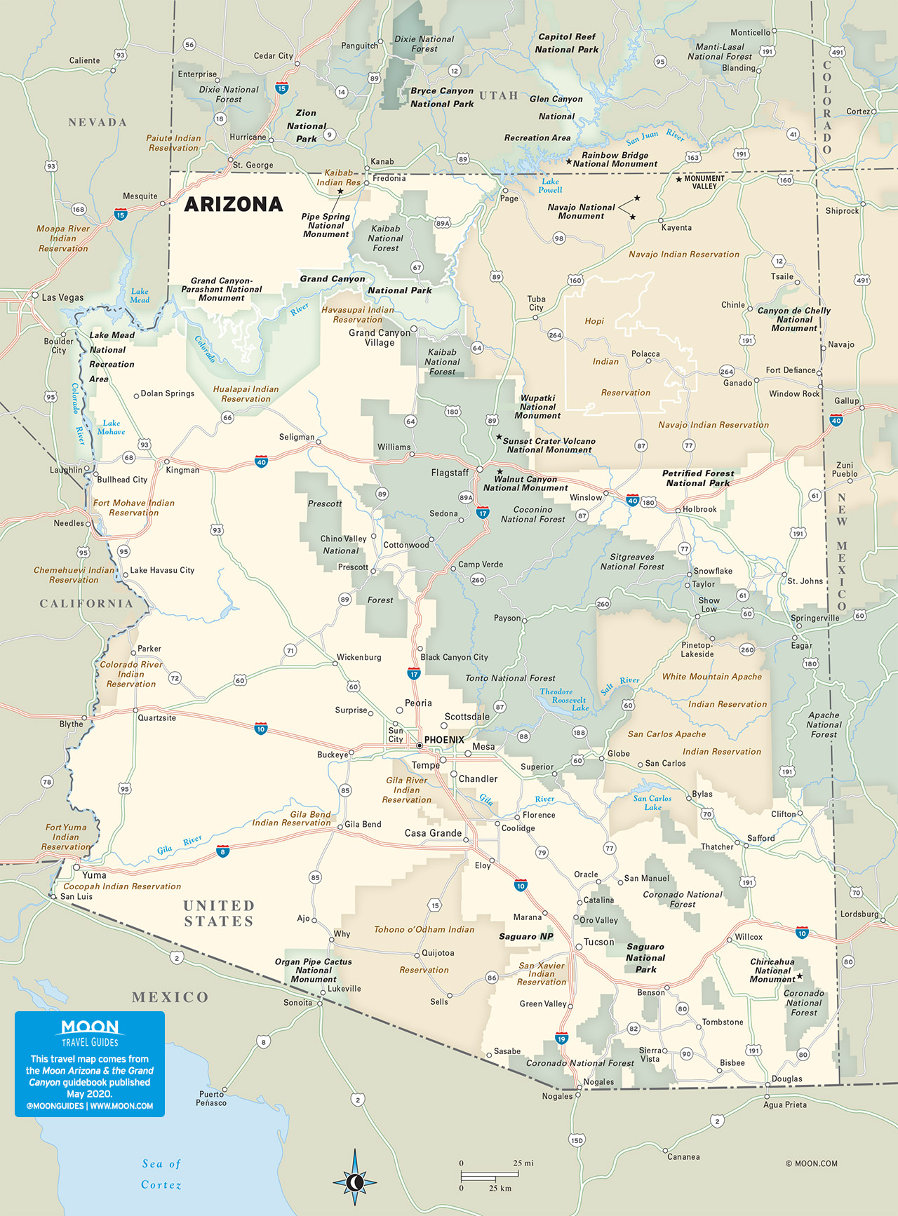 Mapa de viaje del estado de Arizona