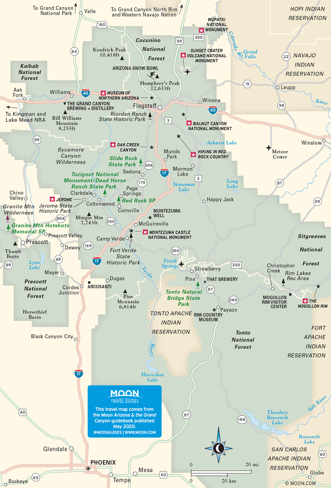 Travel map of Flagstaff and North-Central Arizona