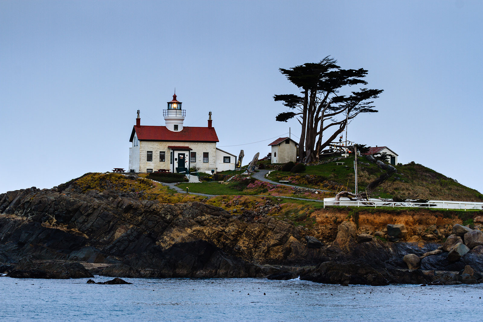 Battery Point lighthouse on a small island at Crescent City, California