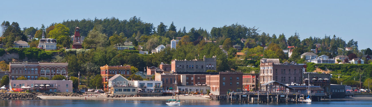 View across the water to the buildings of Port Townsend Washington