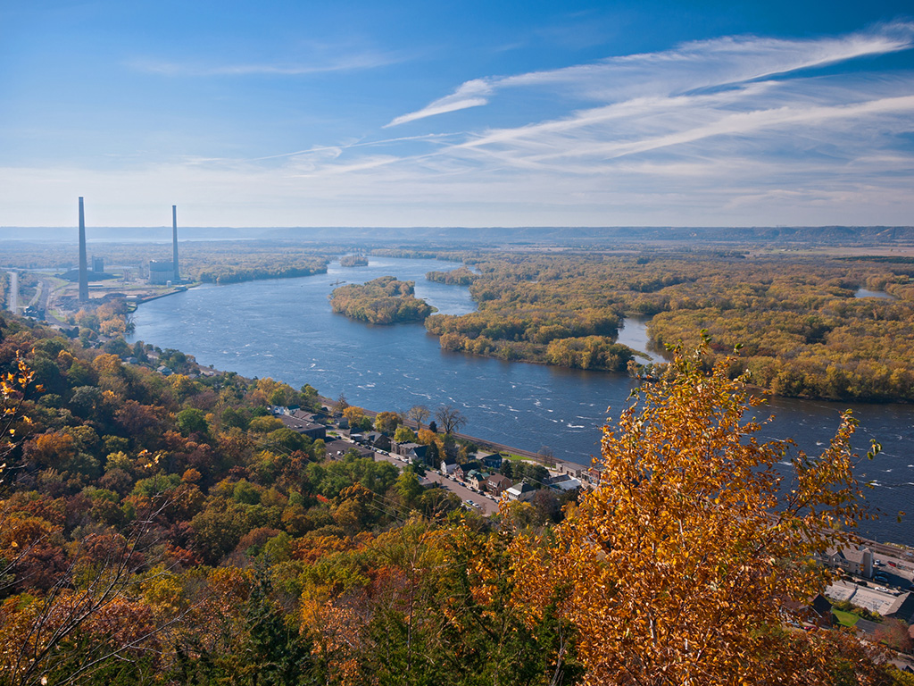 view of river landscape from alma wisconsin