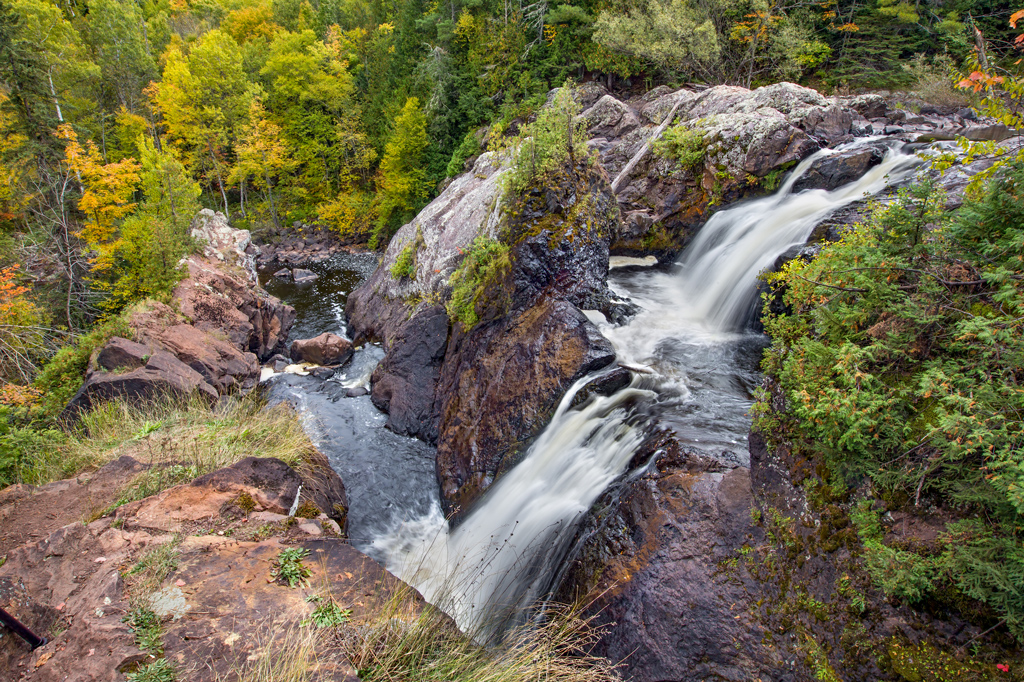 Black River pours over Gabbro falls, a wild, beautiful waterfall with two tiers.