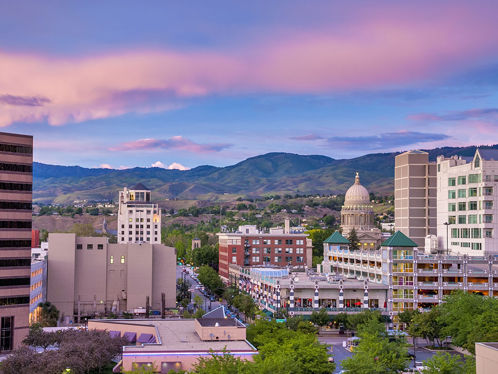 blue and pink sky over boise idaho