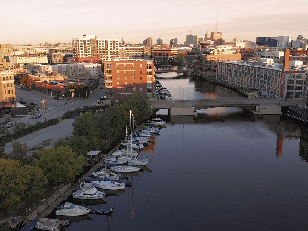 dusk over the milwaukee river